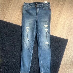 Abercrombie & Fitch Blue Skinny Jeans with Distressed Detailing